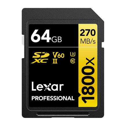 Карта памяти Lexar Professional Gold 1800x SDXC UHS-II 64 ГБ (U3, V60)