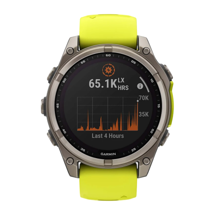 Умные спортивные часы Garmin fenix 8, 47 мм, Solar, сапфир, титан, силиконовый ремешок цвета «жёлтый/графит» - фото 10