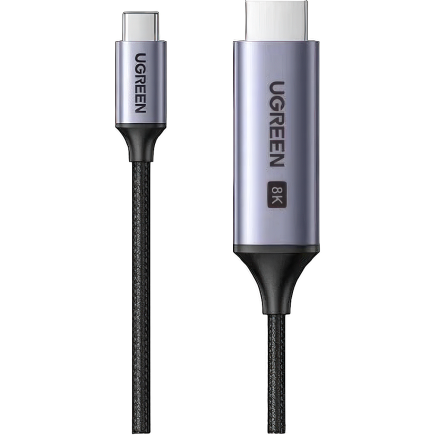 Кабель-адаптер с нейлоновой оплёткой Ugreen USB-C — HDMI 2.1 (1,5 м) (CM565)