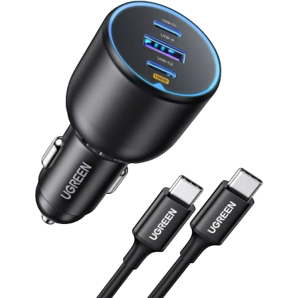 Многопортовое автомобильное зарядное устройство Ugreen мощностью 130 Вт (2 USB-C, USB-A) (EC705)