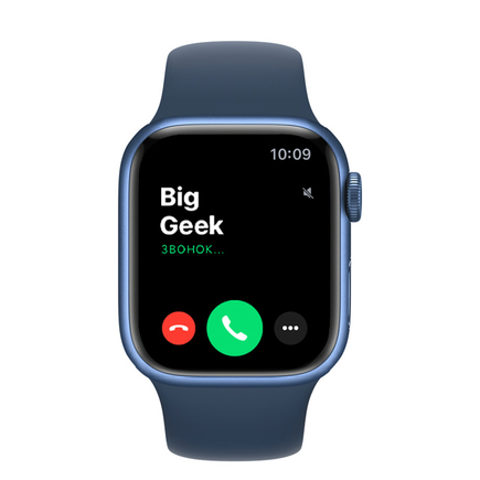 Apple Watch Series 7 GPS, 41mm, корпус из алюминия синего цвета, спортивный ремешок (Sport Band) цвета «синий омут»
