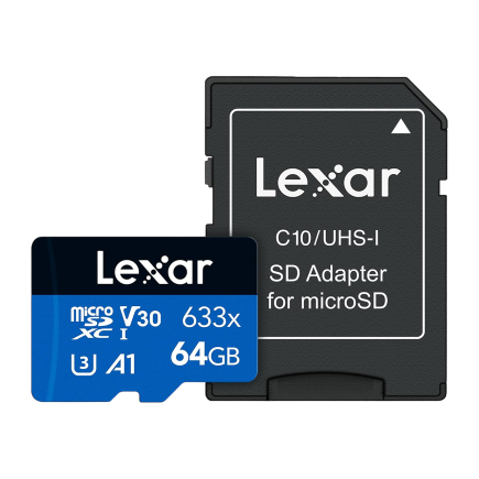 Карта памяти Lexar Blue High-Performance 633x microSDXC UHS-I 64 ГБ (U3, V30, A1)