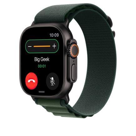 Браслет Apple Alpine Loop, тёмно-зелёный с чёрной пряжкой, для Apple Watch 44, 45, 46 мм, Ultra и Ultra 2 (дизайн 2024)