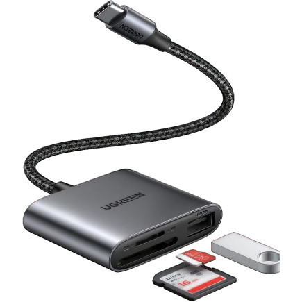 Картридер Ugreen USB-C— microSD, SD, USB-A (CM387)