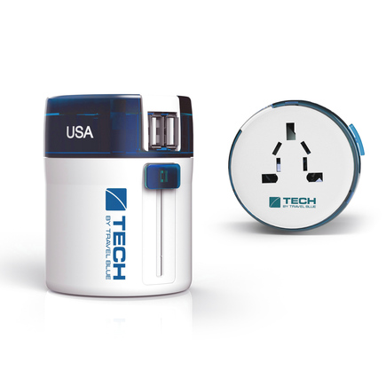 Универсальный сетевой адаптер с двумя портами USB-A Travel Blue Twist & Slide TB-270