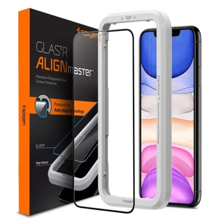 Защитное стекло с установочной рамкой Spigen AlignMaster GLAS.tR для iPhone XR и 11