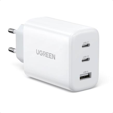 Многопортовое сетевое зарядное устройство Ugreen мощностью 65 Вт (2 USB-C, USB-A) (CD275)