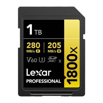 Карта памяти Lexar Professional Gold 1800x SDXC UHS-II 1 ТБ (U3, V60)