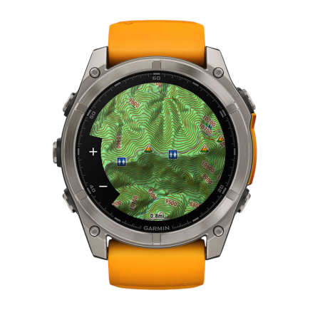 Умные спортивные часы Garmin fenix 8, 51 мм, AMOLED, сапфир, титан, силиконовый ремешок цвета «оранжевый/графит» - фото 4