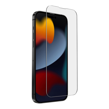 Матовое защитное стекло с установочной рамкой Uniq Optix Matte для iPhone 14 Pro Max и 15 Plus (дизайн 2022)