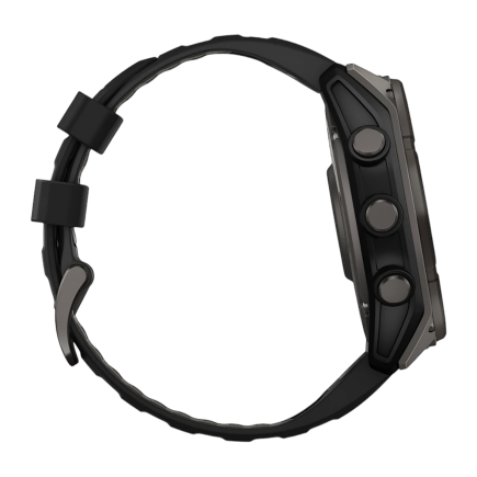 Умные спортивные часы Garmin fenix 8, 51 мм, Solar, сапфир, титан с DLC, силиконовый ремешок цвета «чёрный/серый» - фото 2