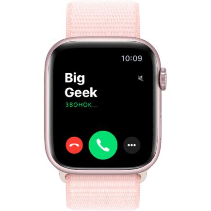 Apple Watch Series 9, 45 мм, из алюминия розового цвета, ремешок Sport Loop