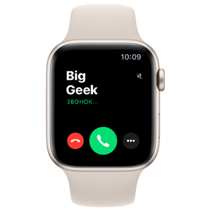 Apple Watch SE, 44мм, из алюминия цвета «сияющая звезда», спортивный ремешок (2023)
