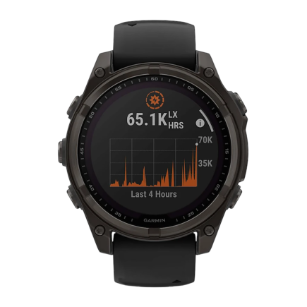 Умные спортивные часы Garmin fenix 8, 47 мм, Solar, сапфир, титан с DLC, силиконовый ремешок цвета «чёрный/серый» - фото 2