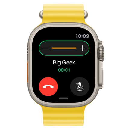 Apple Watch Ultra, 49 мм, корпус из титана, ремешок Ocean жёлтого цвета