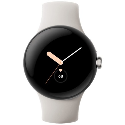 Умные часы Google Pixel Watch, 4G LTE + Bluetooth/Wi-Fi, «Полированный серебристый» корпус, ремешок Active цвета «Мел»