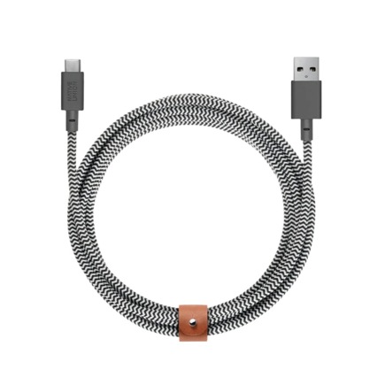 Кабель с нейлоновой оплёткой и ремешком Native Union Belt Cable XL USB-C — USB-A (3 м)