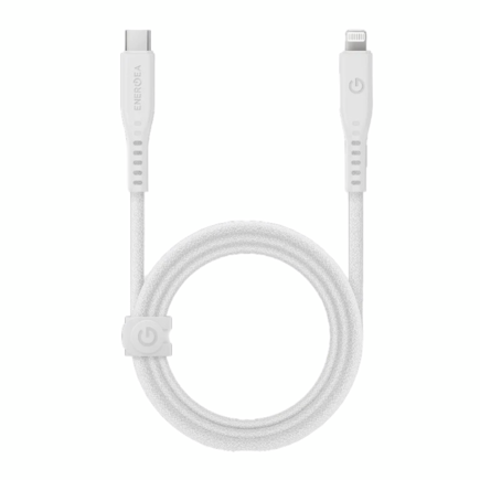 Кабель с тканевой оплёткой и ремешком-органайзером Energea Flow USB-C — Lightning (1,5 м)