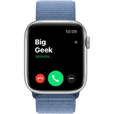 Часы Apple Watch Series 9, 45 мм, алюминий серебристого цвета, спортивный браслет Sport Loop цвета «зимняя синева»