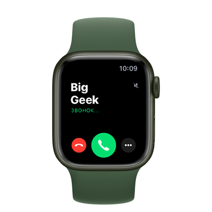 Apple Watch Series 7 GPS, 41mm, корпус из алюминия зелёного цвета, спортивный ремешок (Sport Band) цвета «зелёный клевер»