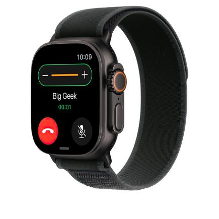 Браслет Apple Trail Loop, чёрный с чёрной пряжкой, для Apple Watch 44, 45, 46 мм, Ultra и Ultra 2 (дизайн 2024)