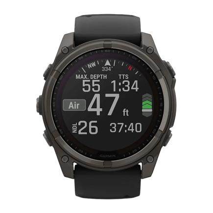 Умные спортивные часы Garmin fenix 8, 51 мм, Solar, сапфир, титан с DLC, силиконовый ремешок цвета «чёрный/серый» - фото 6