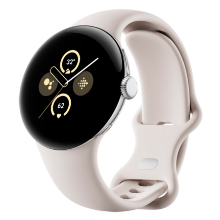 Умные часы Google Pixel Watch 2, Wi-Fi + LTE, «полированный серебристый» корпус, ремешок фарфорового цвета