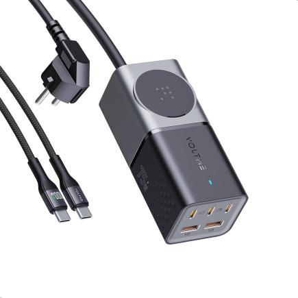 Сетевой удлинитель VOLTME VITO Go EzTravel мощностью 75 Вт (1 розетка, 3 USB-C, 2 USB-A) (GaN) (1,8 м) и кабель USB-C (1,2 м)