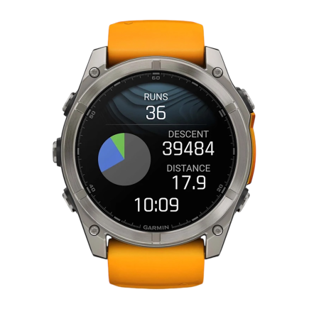 Умные спортивные часы Garmin fenix 8, 51 мм, AMOLED, сапфир, титан, силиконовый ремешок цвета «оранжевый/графит» - фото 7