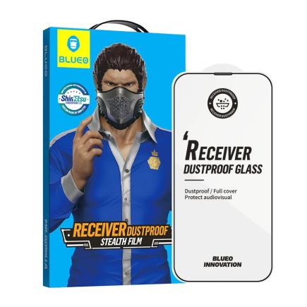 Глянцевое защитное стекло с сеткой на динамик Blueo Receiver Dustproof для iPhone 14 Pro, 15 и 16 (дизайн 2024)