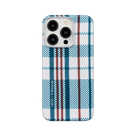 Чехол из арамидного волокна с поддержкой MagSafe PITAKA x IXIEY Artist MagEZ Case 4 Weaving+ red-white-blue для iPhone 15 Pro Max