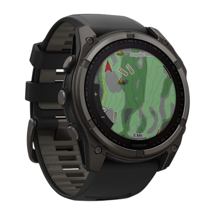 Умные спортивные часы Garmin fenix 8, 51 мм, Solar, сапфир, титан с DLC, силиконовый ремешок цвета «чёрный/серый» - фото 1