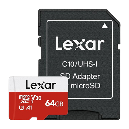 Карта памяти Lexar E-Series microSDXC UHS-I 64 ГБ (U3, V30, A1) с адаптером