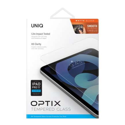 Защитное стекло с установочной рамкой Uniq Optix Matte для iPad Air и iPad Pro 11 дюймов