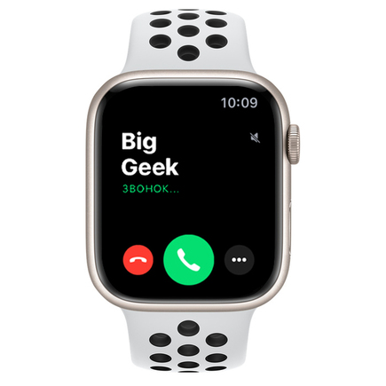 Apple Watch Series 7 Nike, 45 мм, Cellular, из алюминия цвета «сияющая звезда», спортивный ремешок цвета «чистая платина/чёрный»