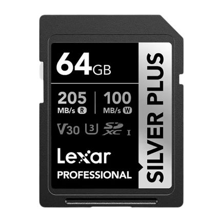 Карта памяти Lexar Professional Silver Plus SDXC UHS-I 64 ГБ (U3)