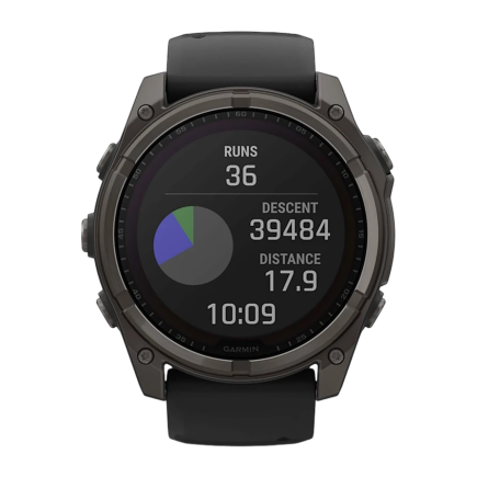 Умные спортивные часы Garmin fenix 8, 51 мм, Solar, сапфир, титан с DLC, силиконовый ремешок цвета «чёрный/серый» - фото 7