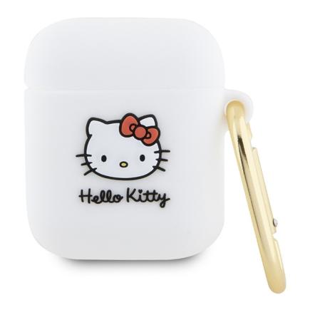 Силиконовый чехол с карабином CG Mobile Hello Kitty «Объёмная мордочка» для AirPods 1-го и 2-го поколений
