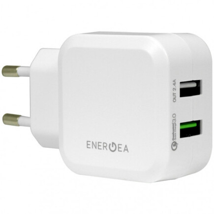 Сетевое зарядное устройство Energea NyloTough мощностью 30 Вт и кабель с нейлоновой оплёткой USB-C — USB-A (1,5 м, 15 Вт)