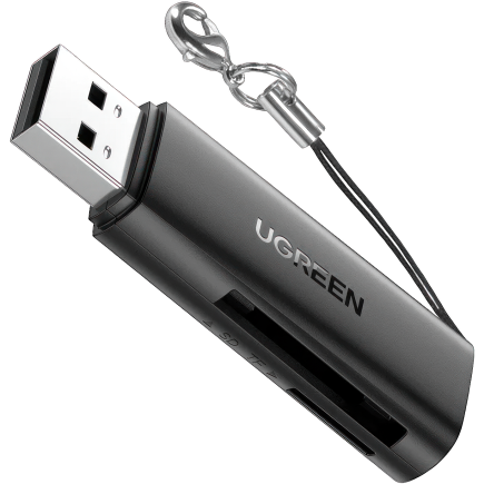 Картридер с ремешком Ugreen USB-A — microSD, SD (CM264)