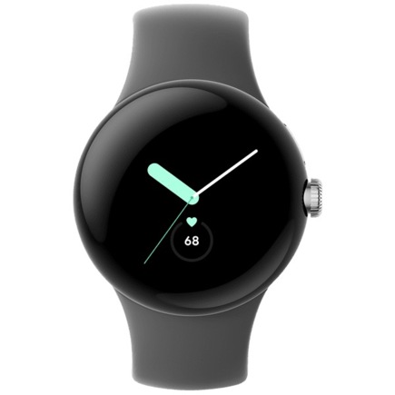 Умные часы Google Pixel Watch, Wi-Fi, «полированный серебристый» корпус, ремешок угольно-серого цвета