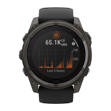 Умные спортивные часы Garmin fenix 8, 51 мм, Solar, сапфир, титан с DLC, силиконовый ремешок цвета «чёрный/серый» - фото 11