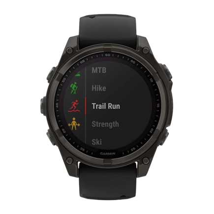 Умные спортивные часы Garmin fenix 8, 47 мм, Solar, сапфир, титан с DLC, силиконовый ремешок цвета «чёрный/серый» - фото 8