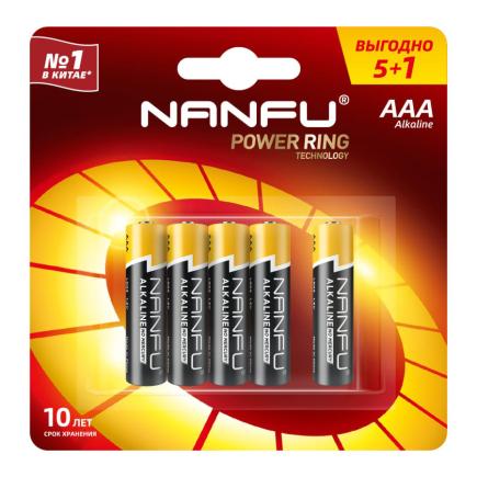 Щелочные «мизинчиковые» батарейки NanFu AAA (комплект — 6 шт.)