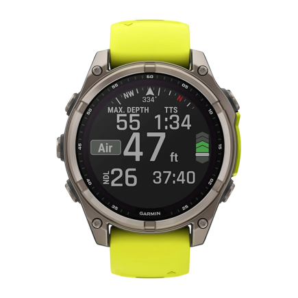 Умные спортивные часы Garmin fenix 8, 47 мм, Solar, сапфир, титан, силиконовый ремешок цвета «жёлтый/графит» - фото 5