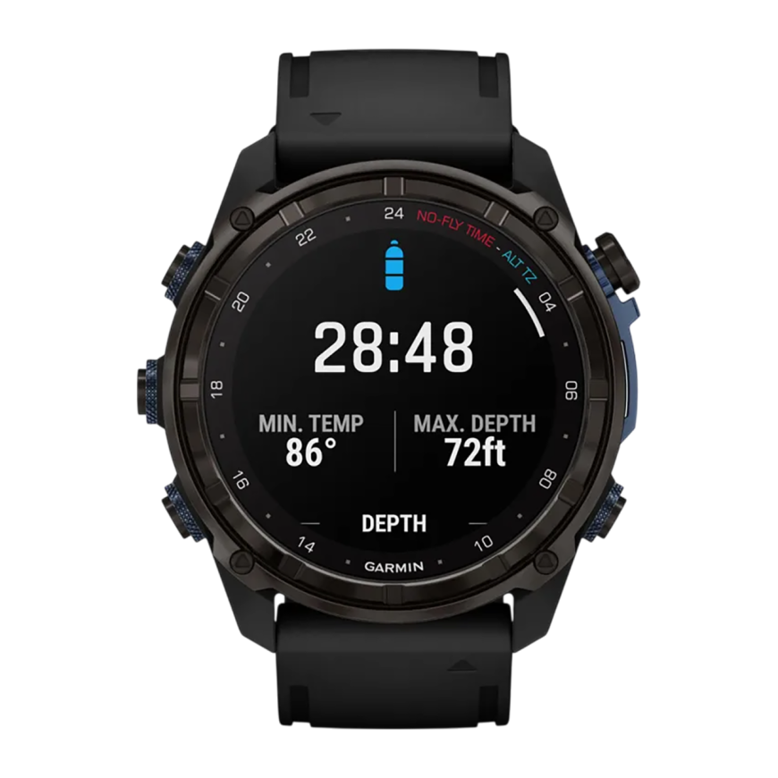 Спортивные часы Garmin Descent Mk3i, 51 мм, чёрный силиконовый ремешок