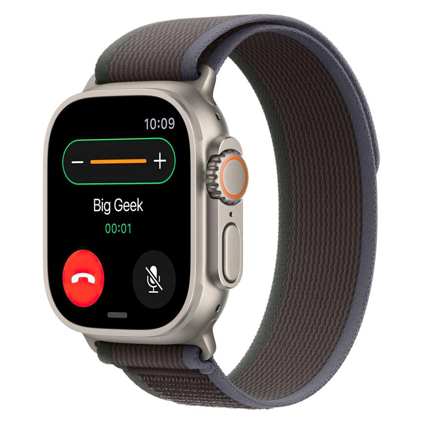 Браслет Apple Trail Loop, «синий/чёрный» со светлой пряжкой, для Apple Watch 44, 45, 46 мм, Ultra и Ultra 2 (дизайн 2023)