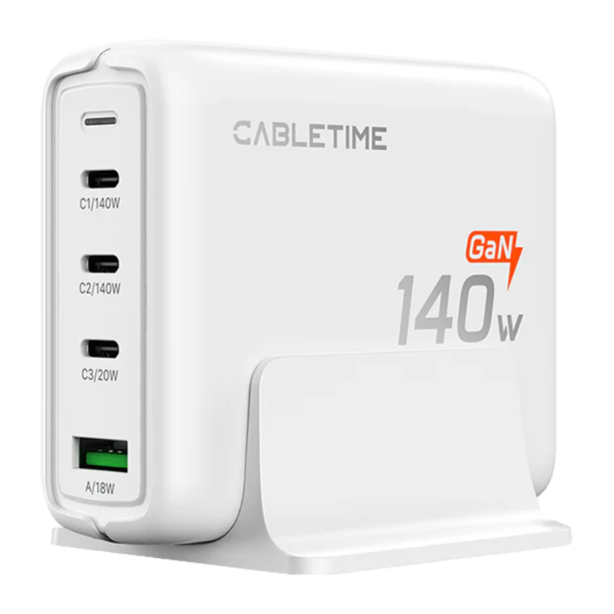 Сетевое зарядное устройство CABLETIME мощностью 140 Вт (3 USB-C, USB-A) (GaN)