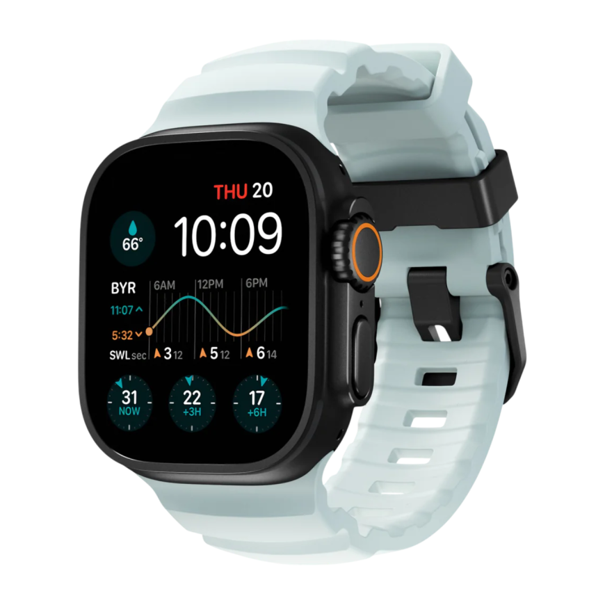 Спортивный ремешок Nomad Rocky Point Band Limited Edition Icy Blue Glow для Apple Watch 44, 45, 46 мм, Ultra и Ultra 2