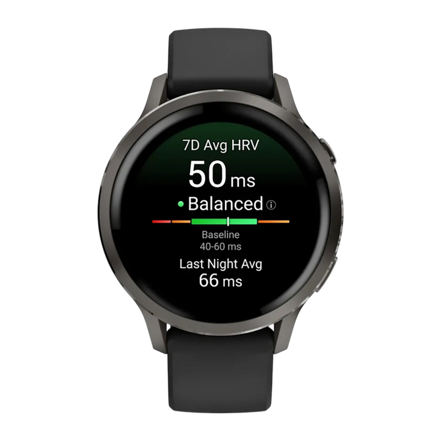 Спортивные часы Garmin Venu 4, 41 мм, чёрный силиконовый ремешок